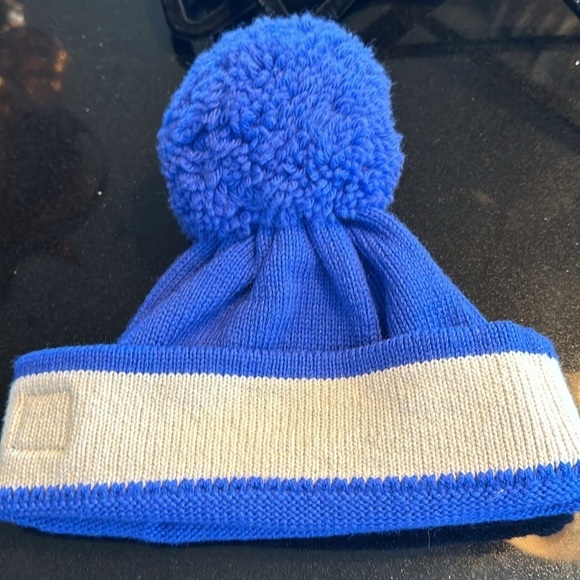 Vintage Serac Handmade in USA Blue PomPom 100% Wool Beanie - Picture 7 of 8